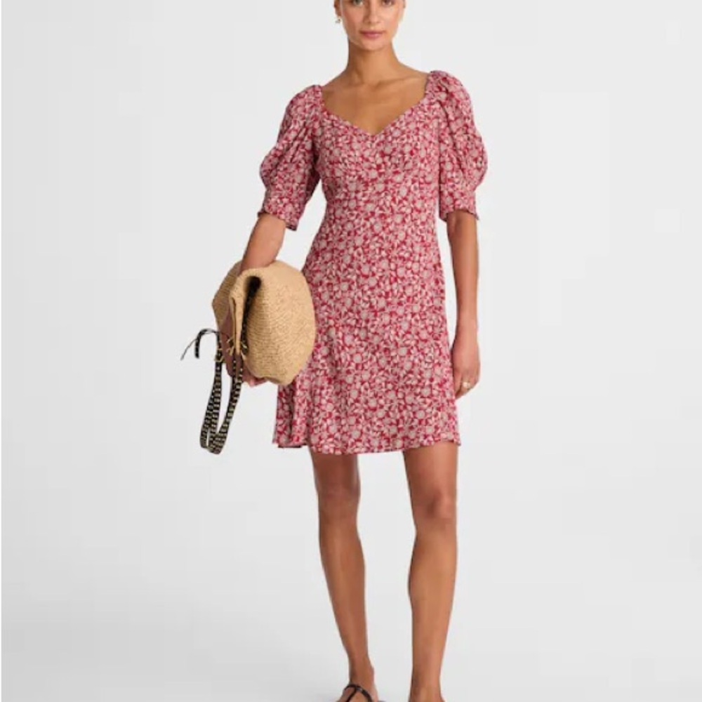NWT Madewell Puff-Sleeve Mini Dress in Floral size 10